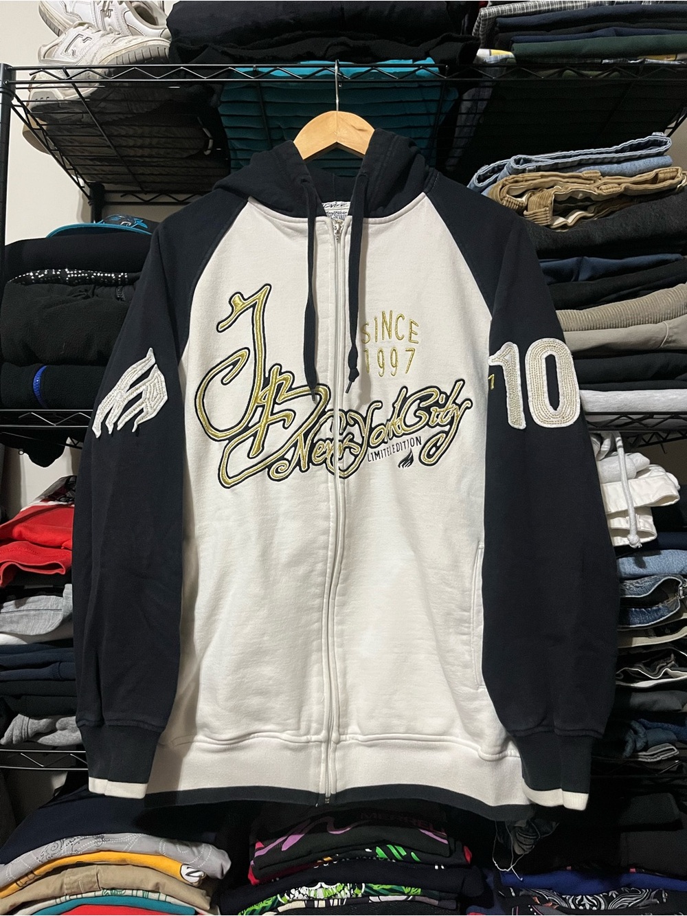 Black & White New York City Zip-Up Hoodie Jacket